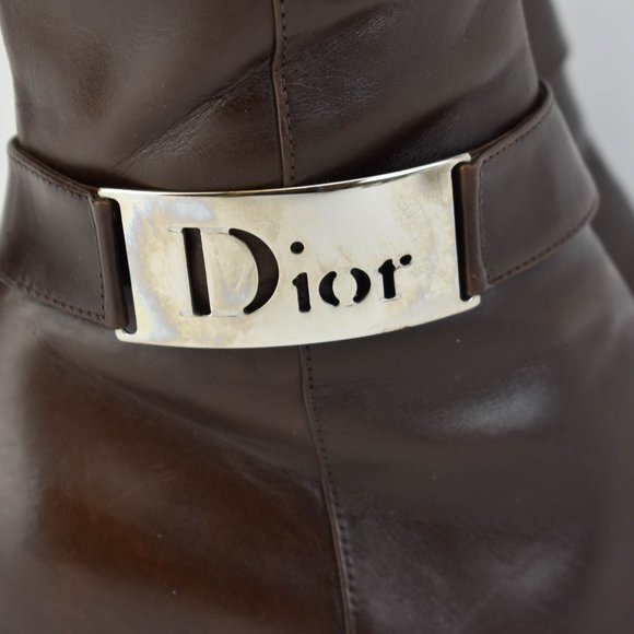 Dior Women's Dark Brown Leather Heeled Boots - Picture 3 of 11